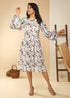 WHITE BALLOON SLEEVES DRESS